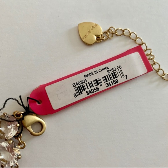 Vintage Rare Betsey Johnson Crystal Stone Matte Gold Plating Statement Necklace - Picture 3 of 5